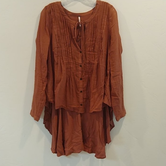 Free People Hi-Lo cotton blouse - Picture 1 of 4
